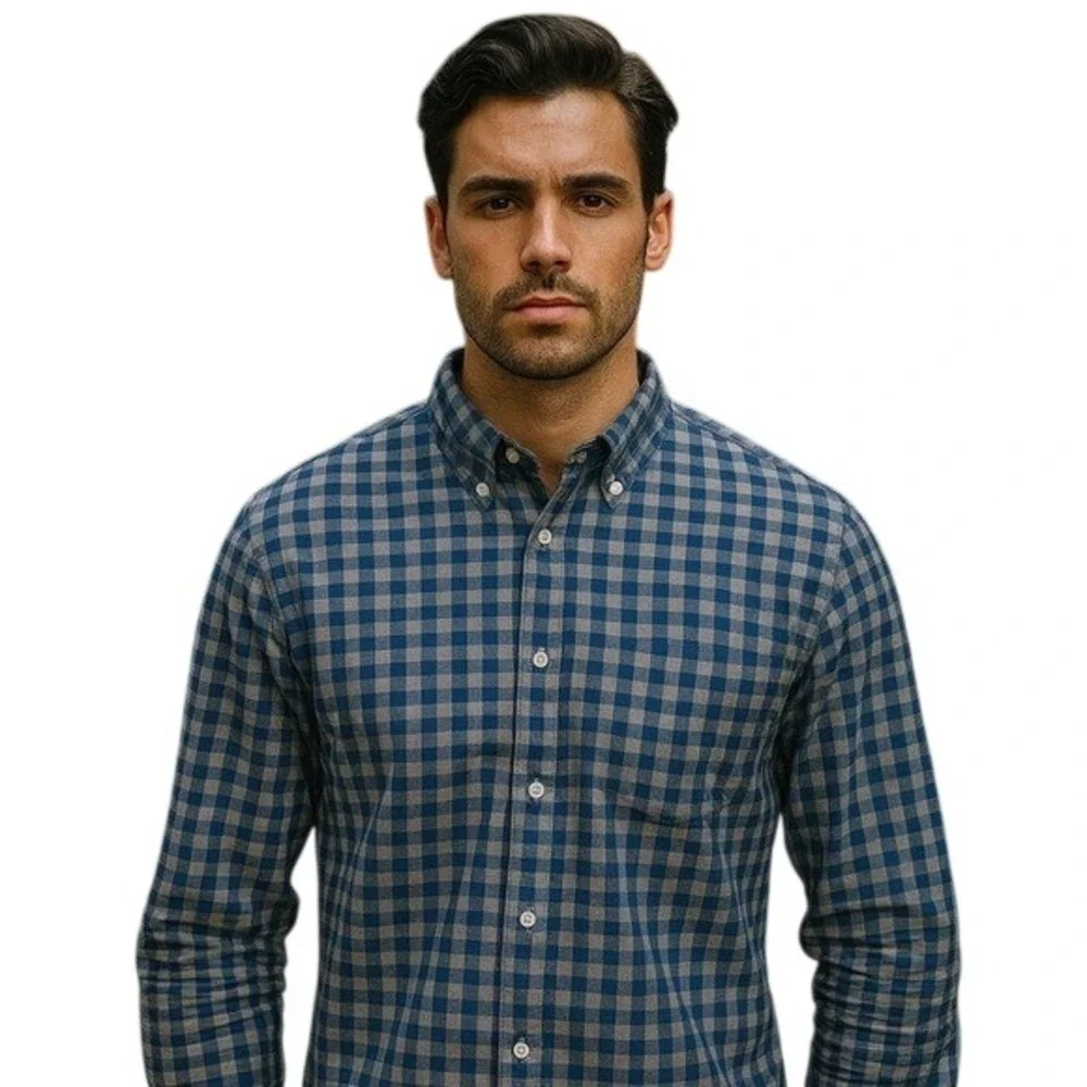 J Crew Shirt‎ Mens Large Blue Plaid Button Down Slim Fit Long Sleeve Casual